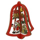 Ornament de brad clopotel, flippy, multicolor, lemn, 10.5x9.5 cm