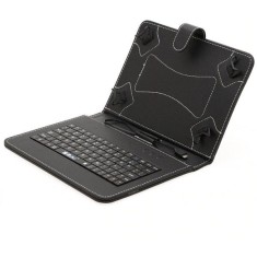 Husa piele ecologica pentru tablete 10 inch cu tastatura micro USB, culoare negru foto