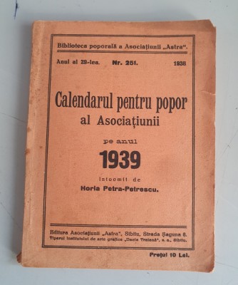 Calendarul pentru popor al Asociațiunii pe anul 1939 foto