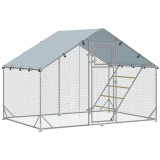 PawHut Coteț pentru Găini cu Copertină Impermeabilă și Rezistentă la UV, 300x200x195 cm, Argintiu | Aosom Romania