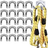 Cumpara ieftin Set 20 suporturi metalice pentru perete, organizare furtunuri, cabluri si unelte, otel zincat, 7 x 5,5 x 6,5 cm fiecare, argintiu, kit complet de mont