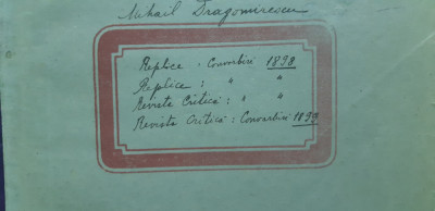 Dragomirescu: Manuscris olograf,de interes istoric-literar, din anii 1898-1899 foto