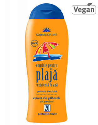 Emulsie plajă rezistentă la apă SPF20, 200ml, Cosmetic Plant Plaja foto