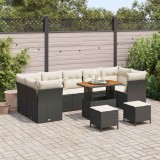 vidaXL Set de canapele pentru grădină 10 pcs Negru poliratan