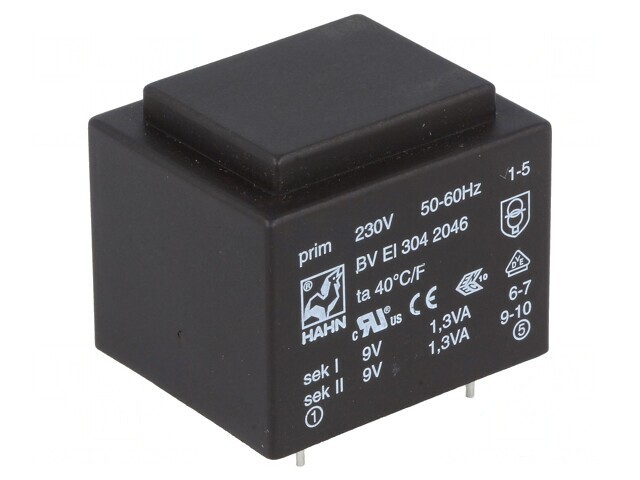 Transformator &Icirc;ncapsulat 2,6VA 230VAC 9V 145mA PCB