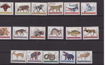 72-BOPHUTHATS WANA 1977-Animale din Africa-Serie de 17 timbre nestampilate,MNH foto