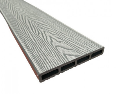 Placă de gard 3D, din compozit de lemn și plastic WPC, culoare gri deschis, 150 x 20 mm, lungime 2m sau 4 m foto
