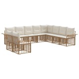 vidaXL Set de canapele de exterior cu pernă 10 pcs Alb Natural și Crem 3437720