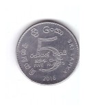 Moneda Sri Lanka 5 rupees 2016, stare foarte buna, curata