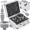 Set 5 Carote Diamantate Powermat PM-ZOD-6T, M14, 6-68mm + Adaptor Hex, Gaurire Gresie, Granit, Marmura, Ceramica, Valiza Aluminiu