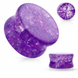 Dop de ureche pentru șa din sticlă cu margini rotunjite, transparent, de culoare violet, efect rupt - Lățime: 6 mm