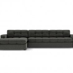 Coltar stanga 4 locuri, Justin, Micadoni Home, BL, 236x160x72 cm, poliester, gri inchis