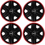Set 4 Capace Roti pentru Dacia Nou, model Fast Black Cu Rama Rosie, R15
