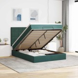vidaXL Cadru de pat otoman cu saltele verde &icirc;nchis 140x200cm catifea 3313478