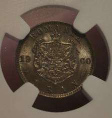 Moneda Romania 1 Ban 1900 NGC MS 64 BN foto