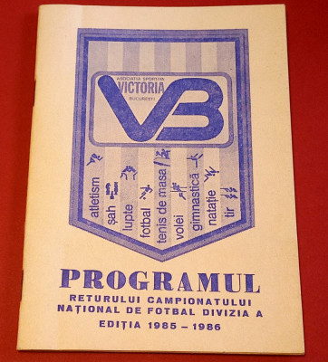 Agenda-Program Fotbal - VICTORIA BUCURESTI (returul Diviziei A 1985/1986) foto