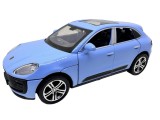 Macheta Porsche Macan Turbo albastru 1:32 replica metal lumini si sunete usi capota si portbagaj deschise