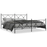 Cumpara ieftin Cadru pat metalic cu tablii de cap/picioare, negru, 183x213 cm
