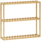 HOMCOM Etajeră din bambus ajustabilă, etajeră de baie cu 3 niveluri, 60 x 15 x 54 cm, efect de lemn natural | Aosom Romania
