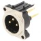 Conector XLR soclu tată 3 pini unghi 90&deg; THT argintiu 6A