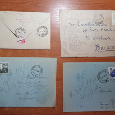 lot 16 - 4 plicuri circulate prin posta -in toate sunt si scrisori-anii '50 -'60