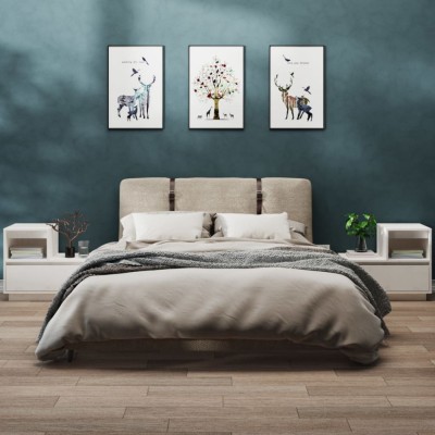 Gossi noptiere, 2 buc., alb, 60x34x51 cm, lemn masiv de pin foto