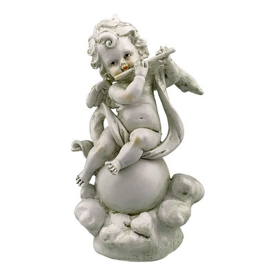 Statueta decorativa, Ingeras pe sfera cu instrument muzical, 24 cm, 1750H-1 foto