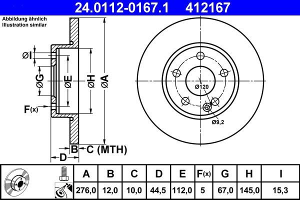 ATE 24.0112-0167.1 Disc frana