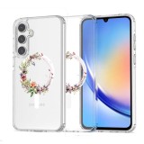 Husa pentru samsung galaxy a36 5g, atasare magnetica, magsafe, pink wreath 21, clear