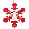 Ornament Brad Crăciun, Model Fulg, Culoare Roșu, Cerb Alb, Dimensiuni 10x8 cm, Material Lemn, Oem