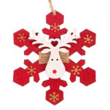 Ornament Brad Crăciun, Model Fulg, Culoare Roșu, Cerb Alb, Dimensiuni 10x8 cm, Material Lemn, Oem