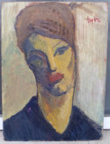 Tablou vechi - portret femeie - semnat Gheorghe Vanatoru, Portrete, Ulei, Avangardism