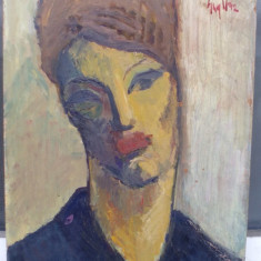 Tablou vechi - portret femeie - semnat Gheorghe Vanatoru