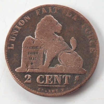 Belgia 2 centimes 1863 Leopold l foto