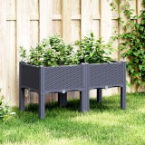 Jardinieră de grădină cu picioare, albastru gri, 80x40x42 cm, PP