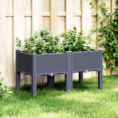 vidaXL Jardinieră de grădină cu picioare, albastru gri, 80x40x42 cm, PP foto