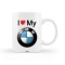 Cana alba personalizata &quot;I love my BMW&quot;, INOVATIX&reg;. 330ml