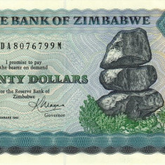 ZIMBABWE █ bancnota █ 20 Dollars █ 1983 █ P-4c █ UNC █ necirculata