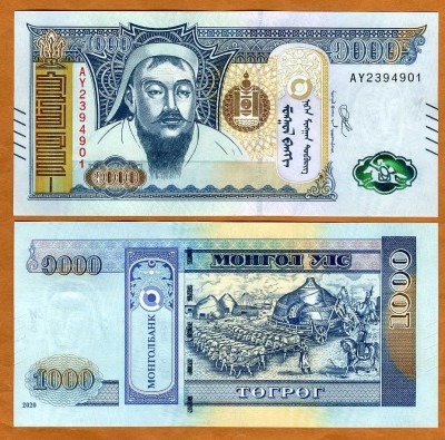 !!! MONGOLIA - 1.000 TUGRIK 2020 - P NEW - UNC / CU SEMNE PTR. ORBI &amp;amp; SEMN. NOUA foto