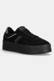 Tommy Jeans sneakers din piele intoarsă THE GREENWICH FLATFORM ELEVATED culoarea negru, EN0EN02676