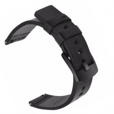 Curea piele naturala compatibila Garmin Vivoactive 4, telescoape Quick Release, 22mm, Negru