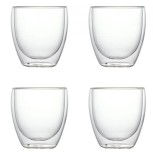 Set 4 Pahare din sticla Borosilicata cu pereti dubli, 250 ml x 4