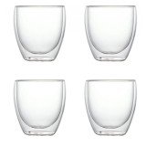 Set 4 Pahare din sticla Borosilicata cu pereti dubli, 250 ml x 4