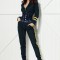 D744-4499 Jacheta in carouri accesorizata cu denim si dungi