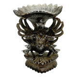 Statueta feng shui vishnu pe pasarea garuda din lemn scluptat manual - 22cm