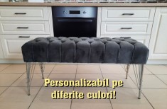 BANCA TASTY 1 TAPITATA CU PICIOARE CROMATE DIN METAL