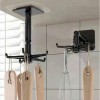 Umeraș Bucătărie Rotativ 6 C&acirc;rlige Autoadeziv ABS Negru 11cm - Suport Ustensile, Agățător Dulap, Organizator Bucatarie