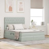 vidaXL Pat cu lumini cu bandă LED Gri deschis 140 x 190 cm Catifea 3372723