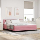 Cumpara ieftin Pat cu arcuri cu headboard Roz 180 x 200 cm Catifea