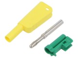 Conector banană 4mm 32A 1kV galben-verde nichelat